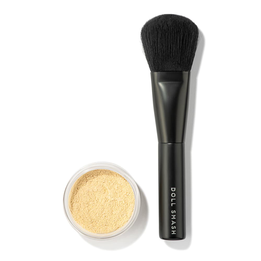 Cosmetic brush and powder pot