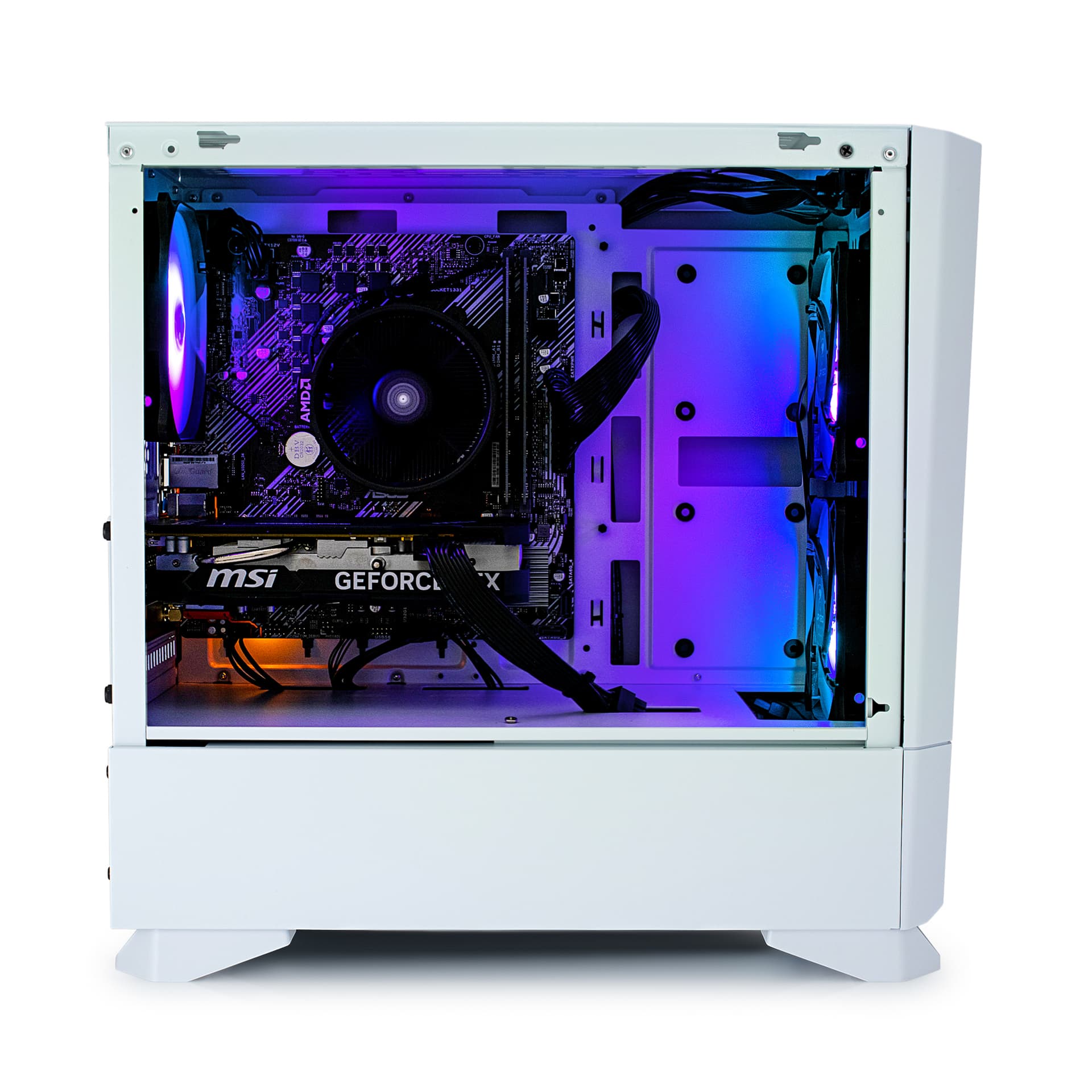 Desktop computer with illuminated internal components