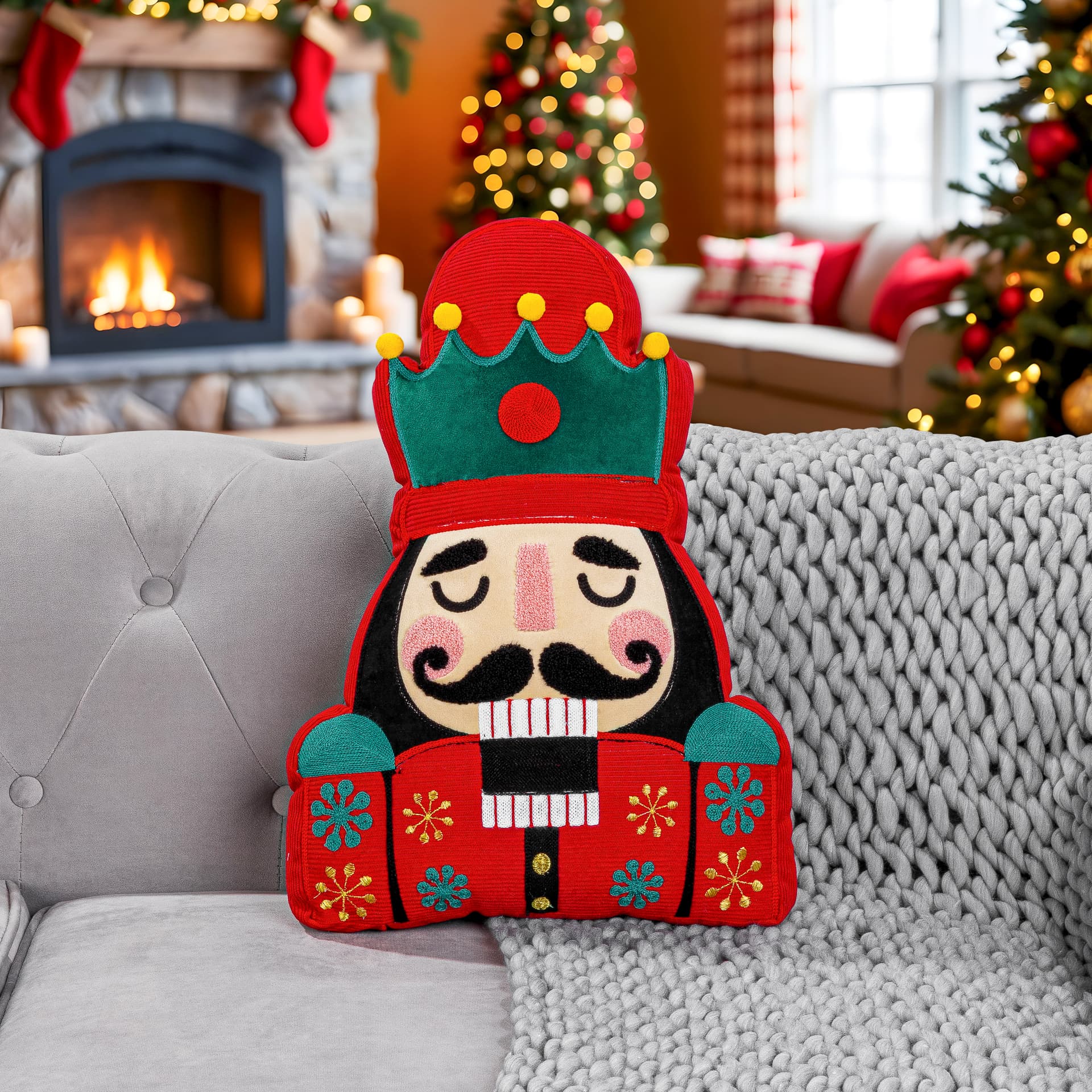 Christmas cushions in festive living room digital composite - seasonal DCL photography UK