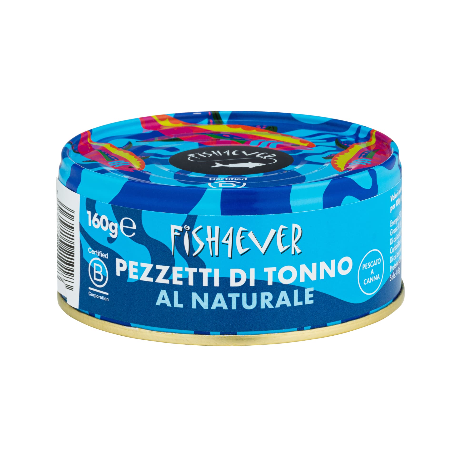 A labelled tin photographed on white