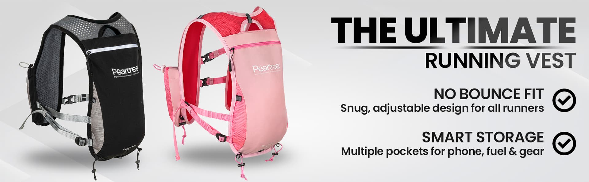 Running vest graphic with product views and a headline