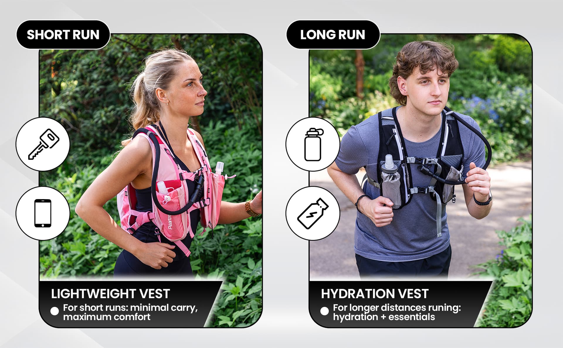Example graphic comparing running vest uses